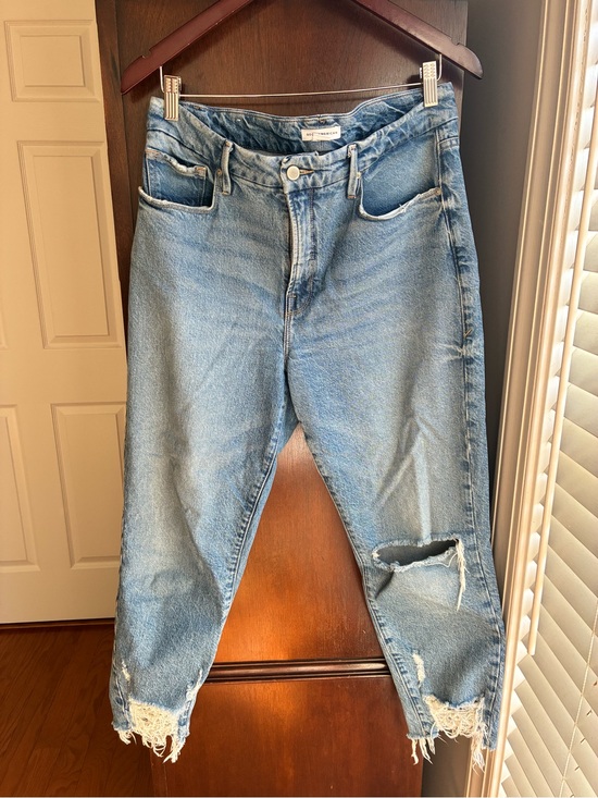 Good American Denim - Good American Good Girlfriend High Rise Distressed Jeans Size 8/29 Light Wash